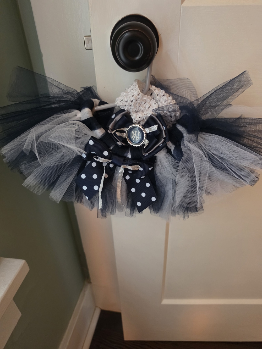 Etsy Navy and White Tulle Tutu Skirt with Polka Dot Bow - Up To 6m